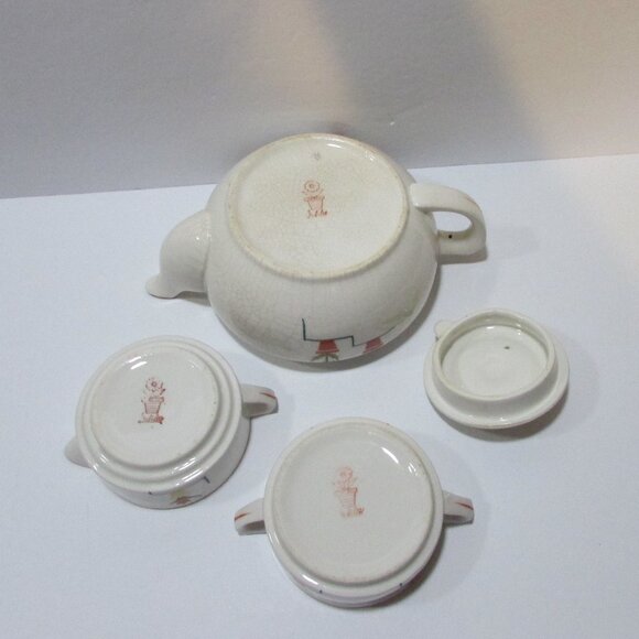 vtg MCM flower design teapot creamer sugar all in one Jubilee tea set Japan - Picture 8 of 8